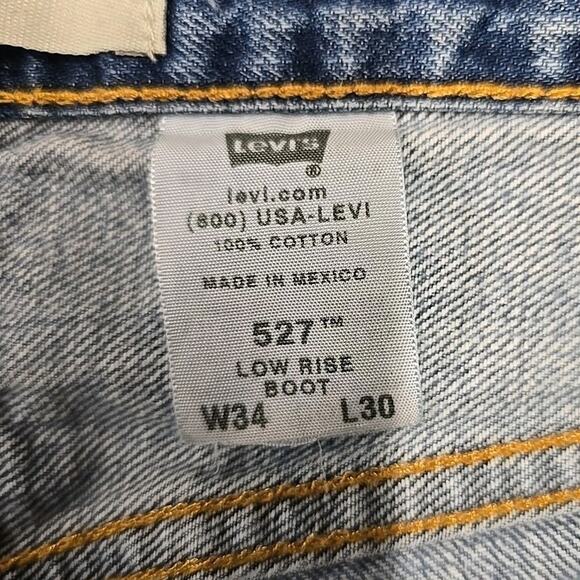 Vintage Levi’s 527 Mens Jeans Sz 34x30 Y2K Low Rise Boot Fit Denim Distressed - Picture 5 of 14